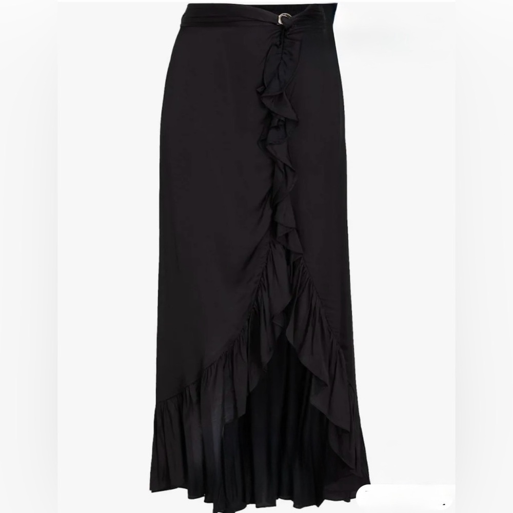 Maje Black High-Low Ruffle Skirt